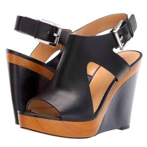 Michael Kors Black Leather Josephine Wedges - women’s size 8.5